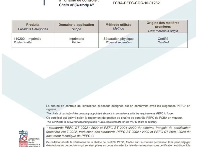 L’Imprimerie du Progrès fait partie des rares imprimeries certifiées PEFC.