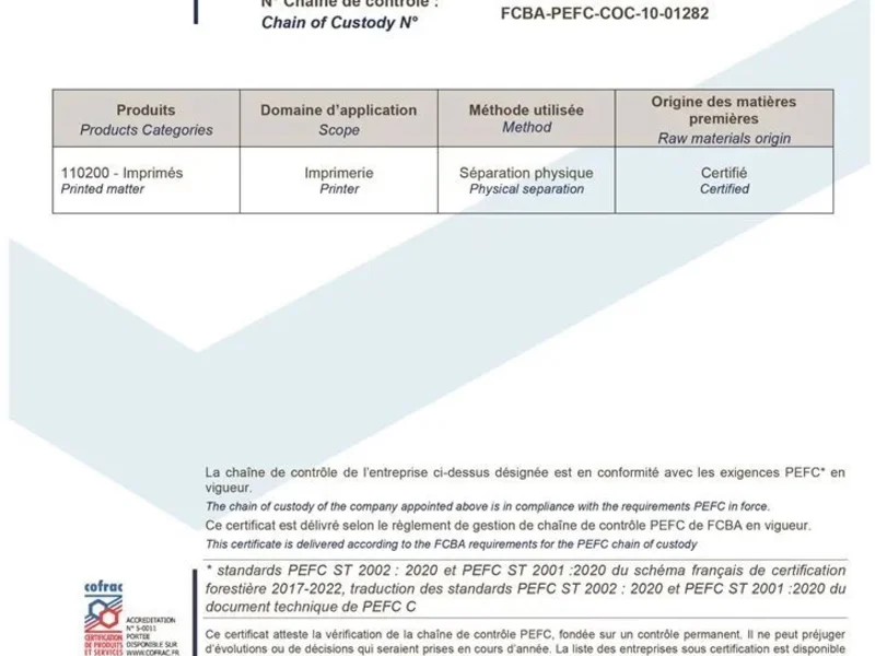 L’Imprimerie du Progrès fait partie des rares imprimeries certifiées PEFC.